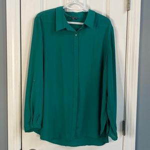 Emerald green button down blouse